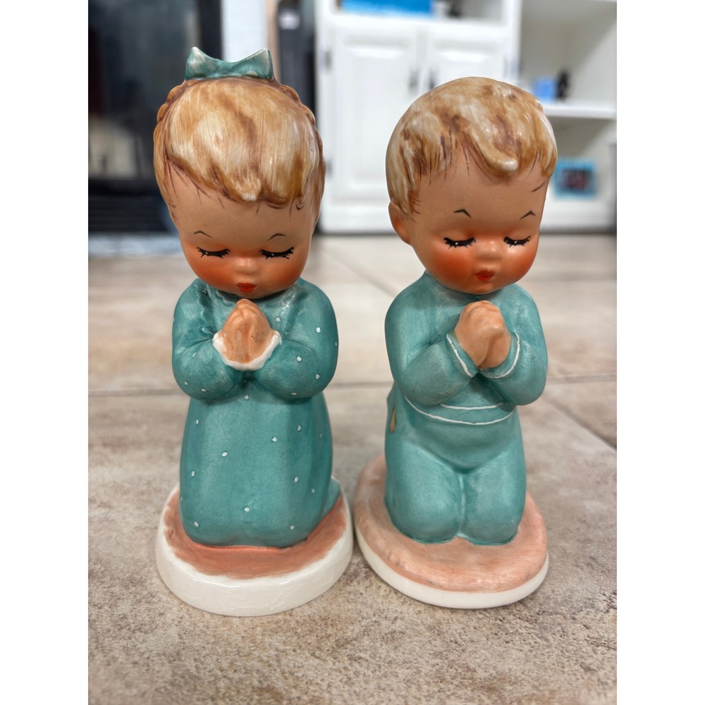 Vintage Goebel W Germany Praying Children #16 #17 Bless Us All Childs Prayer MCM